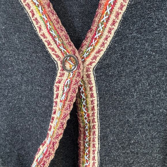 Simply Couture Women Small Gray Multi Long Cardigan Tribal Boho Hippie Peasant - Picture 5 of 6